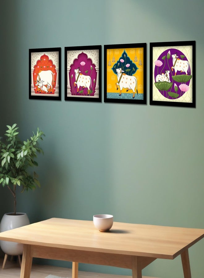 Rousrie Pichwai Art Painting Wall Frames For Living Room | Pack of 4 | Wall Hanging Decorative Items | Decoration Items For Home | Waterproof Film - Image 2
